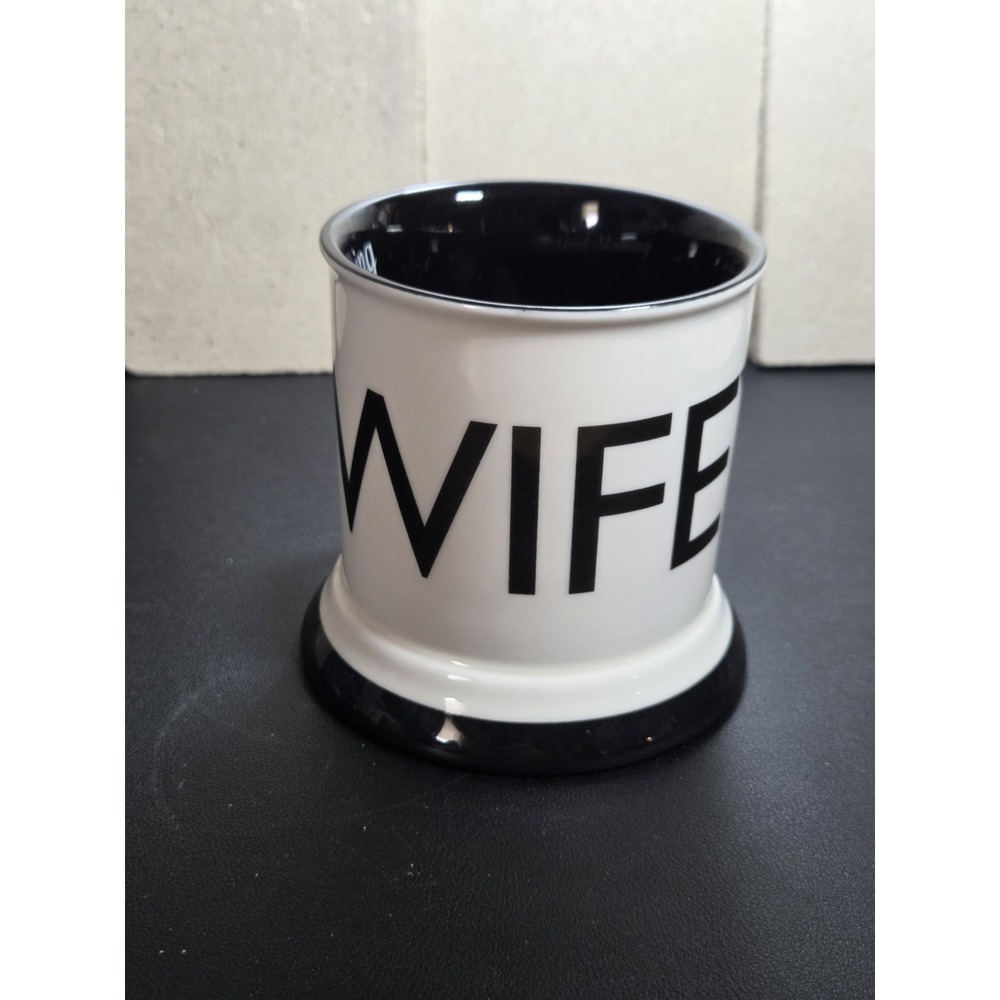 Creative Co-Op WIFEY Coffee Mug Black White Good Morning Large Ceramic Cup
